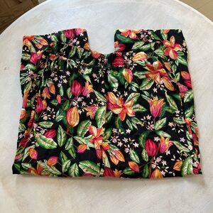 NWT Anne Carson Floral Print Linen Blend Pants, Medium